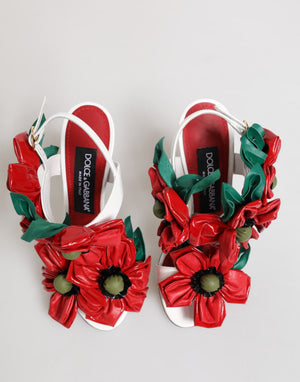 Weiß Rot Floral Detailing Sandalen Schuhe