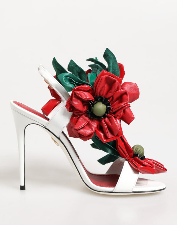 Weiß Rot Floral Detailing Sandalen Schuhe