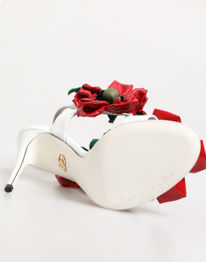 Weiß Rot Floral Detailing Sandalen Schuhe