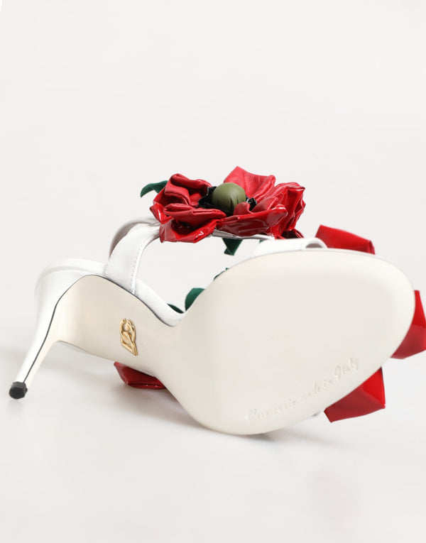 Weiß Rot Floral Detailing Sandalen Schuhe