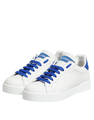Weiß Blau Leder Low Top Turnschuhe Schuhe