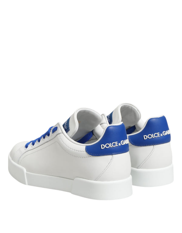 Weiß Blau Leder Low Top Turnschuhe Schuhe