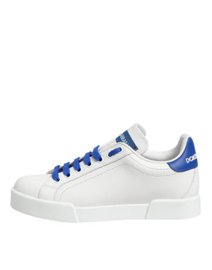Weiß Blau Leder Low Top Turnschuhe Schuhe