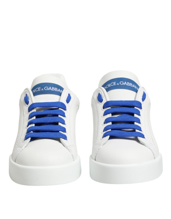 Weiß Blau Leder Low Top Turnschuhe Schuhe