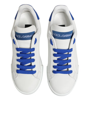 Weiß Blau Leder Low Top Turnschuhe Schuhe