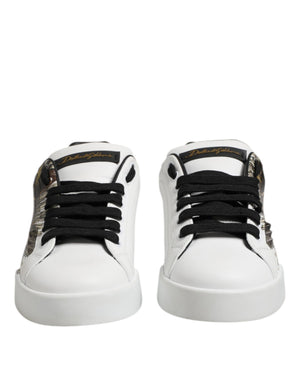 Weiß Leder Portofino Lace Up Turnschuhe