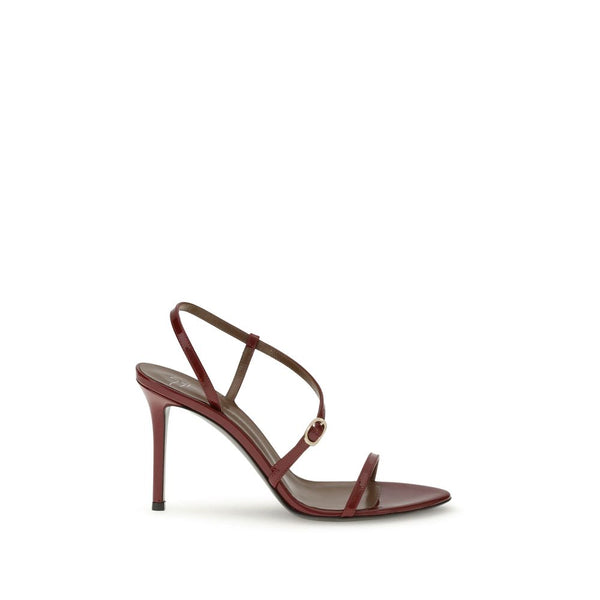 Rote Leder-Stilettosandalen
