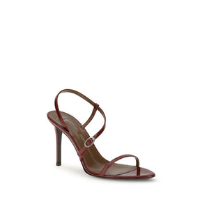 Rote Leder-Stilettosandalen