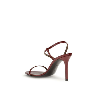 Rote Leder-Stilettosandalen