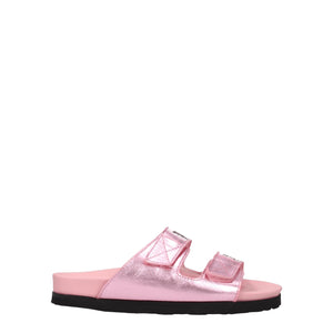 Rosa Lederpantoffeln Sandalen