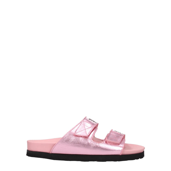 Rosa Lederpantoffeln Sandalen