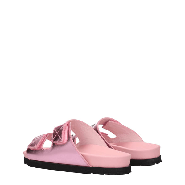 Rosa Lederpantoffeln Sandalen