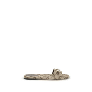 Beigefarbene Baumwoll-Sandalen