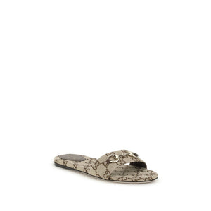 Beigefarbene Baumwoll-Sandalen