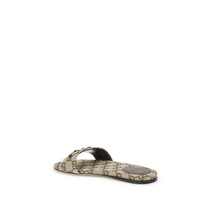 Beigefarbene Baumwoll-Sandalen