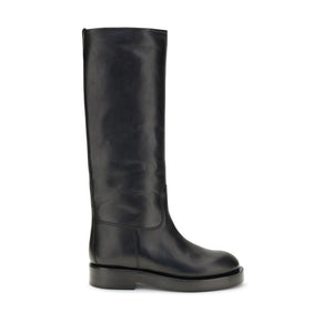 Schwarze Lederstiefel
