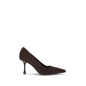 Braune Leder-Pumps mit hohem Absatz