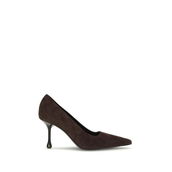 Braune Leder-Pumps mit hohem Absatz