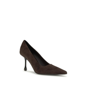 Braune Leder-Pumps mit hohem Absatz