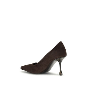 Braune Leder-Pumps mit hohem Absatz