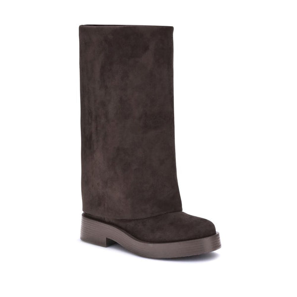 Braune Polyester-Stiefel