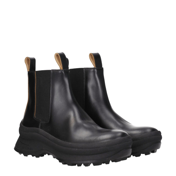 Schwarze Lederstiefeletten