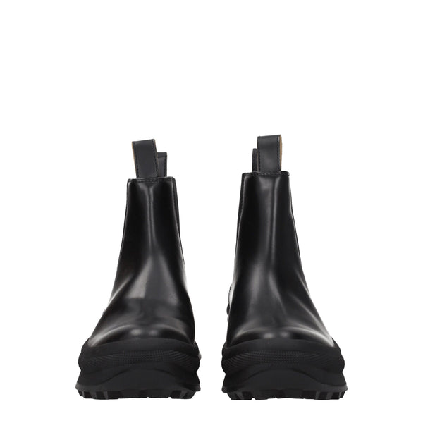 Schwarze Lederstiefeletten