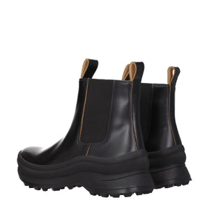 Schwarze Lederstiefeletten