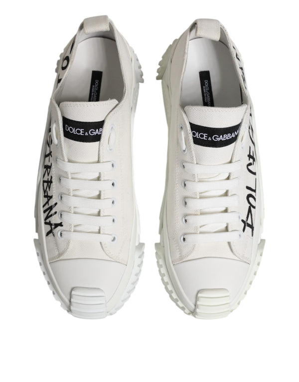 Weiß Logo Graffiti Low Top Turnschuhe Schuhe