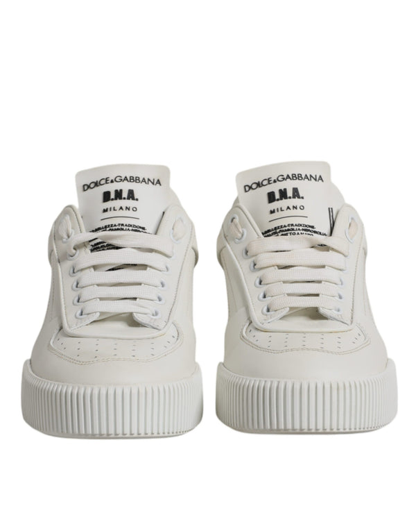 Weiß Miami Leder Low Top Turnschuhe Schuhe