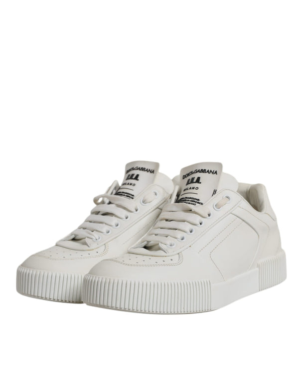 Weiß Miami Leder Low Top Turnschuhe Schuhe