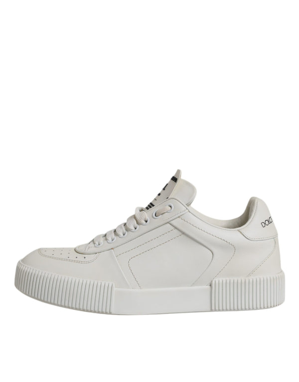 Weiß Miami Leder Low Top Turnschuhe Schuhe