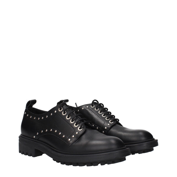 Schwarze Leder Oxfords und Derbies