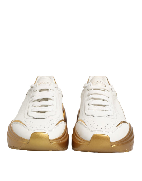 Weiß Gold DAYMASTER Leder Turnschuhe Damen Schuhe