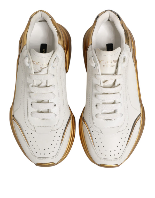 Weiß Gold DAYMASTER Leder Turnschuhe Damen Schuhe