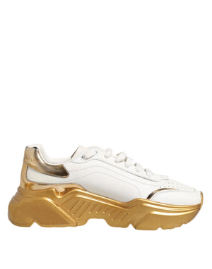 Weiß Gold DAYMASTER Leder Turnschuhe Damen Schuhe