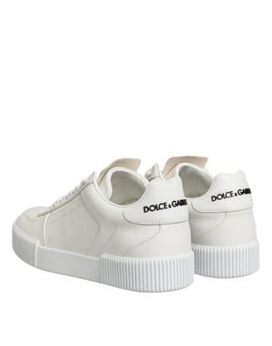 Weiß Miami Leder Low Top Turnschuhe Schuhe