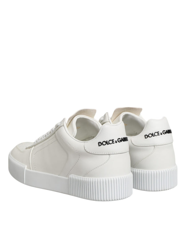 Weiß Miami Leder Low Top Turnschuhe Schuhe