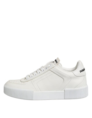 Weiß Miami Leder Low Top Turnschuhe Schuhe