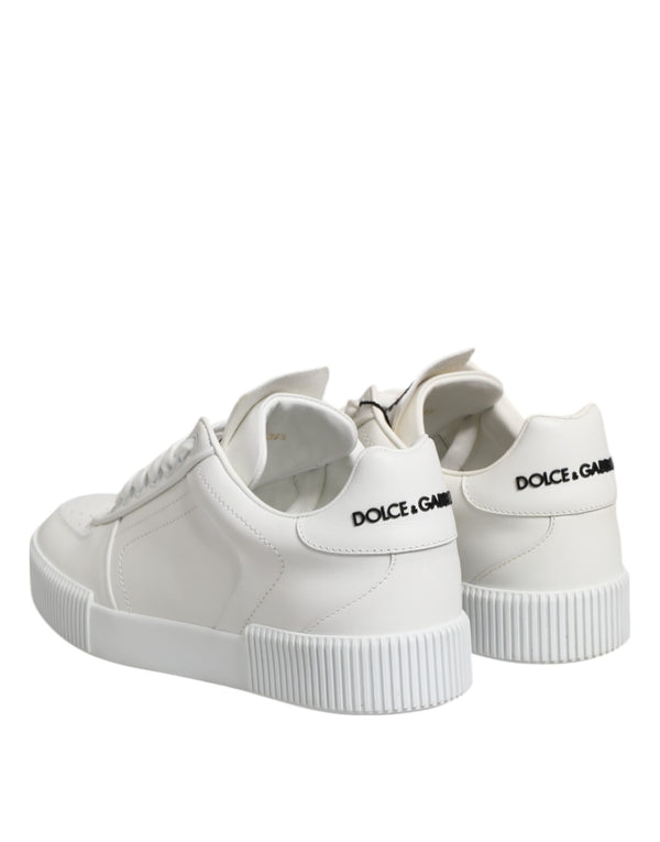 Weiß Miami Leder Low Top Turnschuhe Schuhe