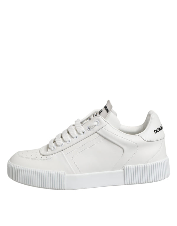 Weiß Miami Leder Low Top Turnschuhe Schuhe