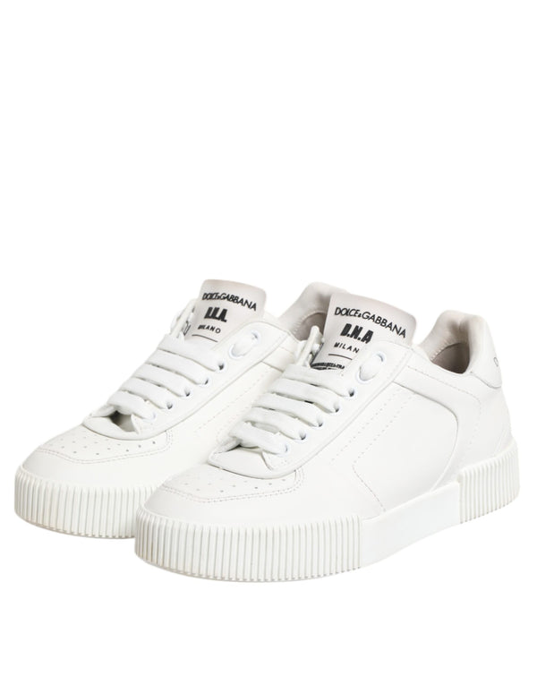 Weiß Miami Leder Low Top Turnschuhe Schuhe