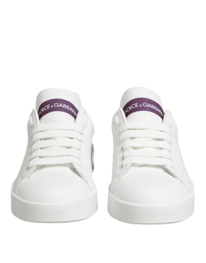 Weiß Lila Leder Low Top Turnschuhe Schuhe