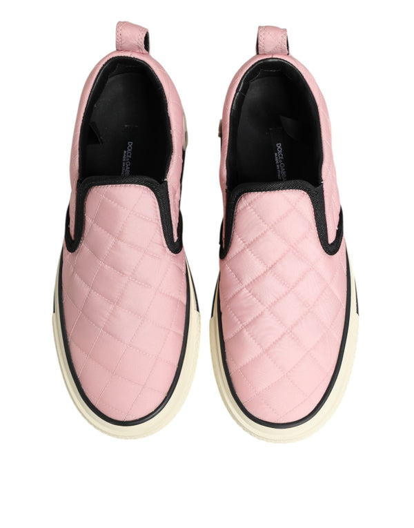 Rosa gesteppte Nylon Slip-On Sneaker Schuhe