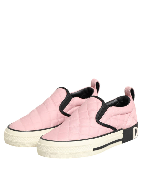 Rosa gesteppte Nylon Slip-On Sneaker Schuhe