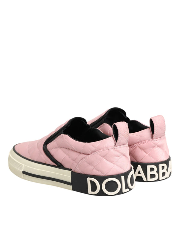 Rosa gesteppte Nylon Slip-On Sneaker Schuhe