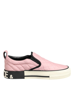 Rosa gesteppte Nylon Slip-On Sneaker Schuhe