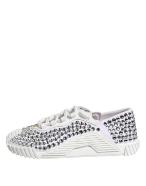 Weiß NS1 Canvas Leder verschönert Turnschuhe Schuhe