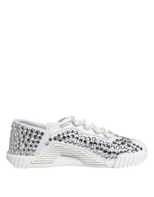 Weiß NS1 Canvas Leder verschönert Turnschuhe Schuhe