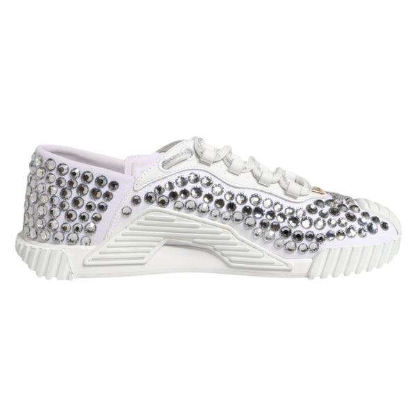 Weiß NS1 Canvas Leder verschönert Turnschuhe Schuhe